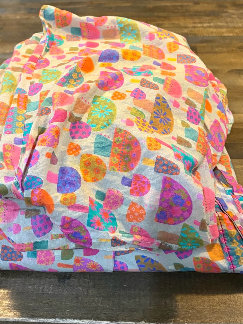 Natural sLife Colorful Floral Mushroom Print Queen Bed Sheet - Pink & Multicolor